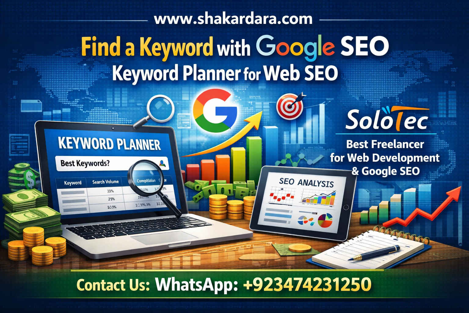 Find a keyword with Google SEO Keyword Planner for web SEO